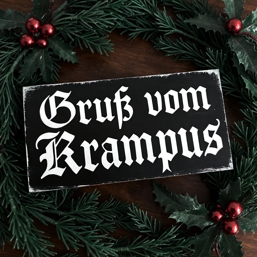 Creepmas Holzschild Gruss vom Krampus