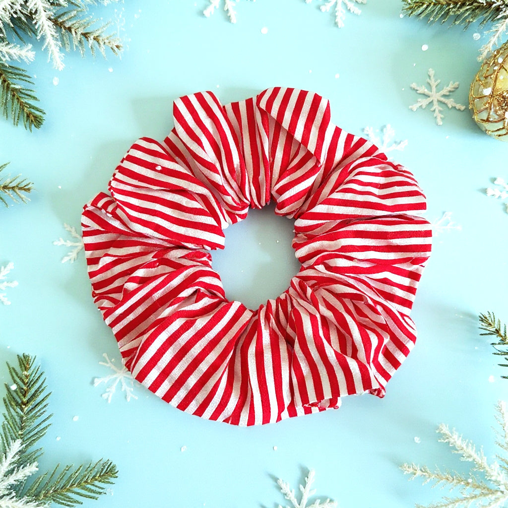 Scrunchie Haargummi Streifen rot weiß Christmas