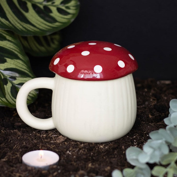 Tasse mit Deckel Fliegenpilz Cottagecore Pilz