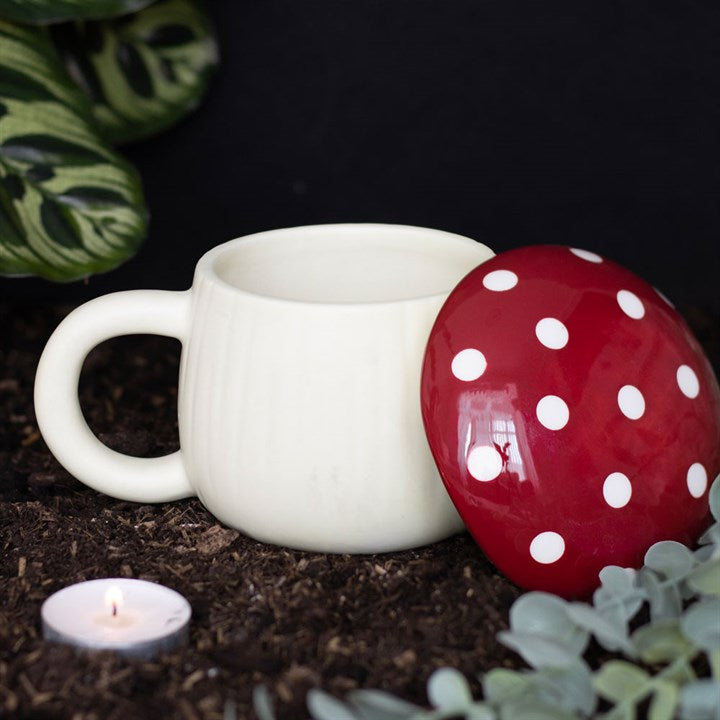 Tasse mit Deckel Fliegenpilz Cottagecore Pilz