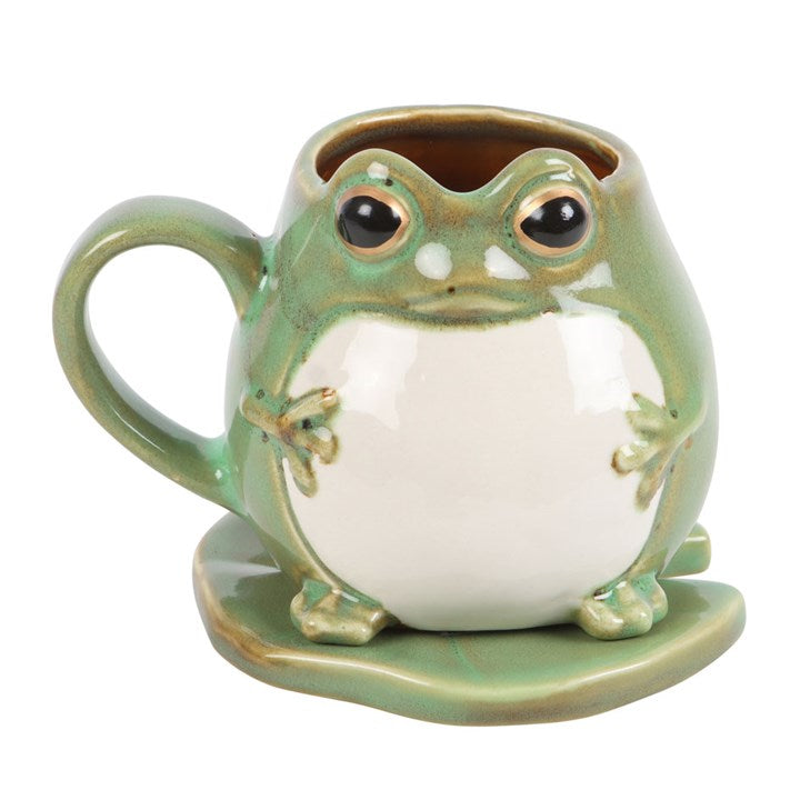 Tasse Frosch mit Seerosenblatt cottagecore
