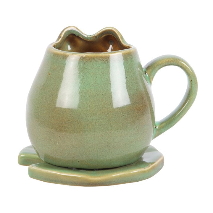 Tasse Frosch mit Seerosenblatt cottagecore