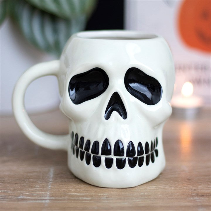 Tasse Totenkopf Becher weiß