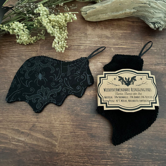 Abschminkpads Fledermaus Gothic Darkness waschbare Reinigungspads 2er-Set