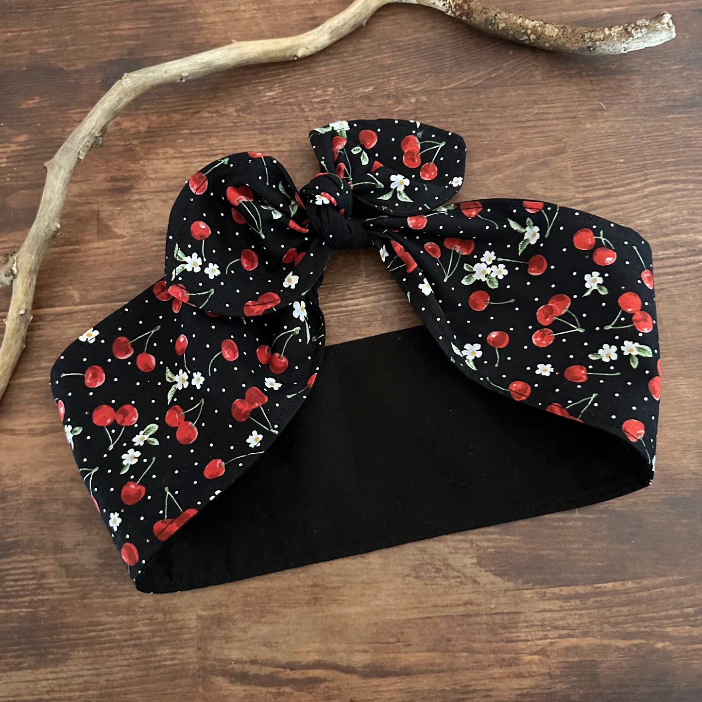Haarband Rockabilly Cherry Love schwarz mit Kirschen