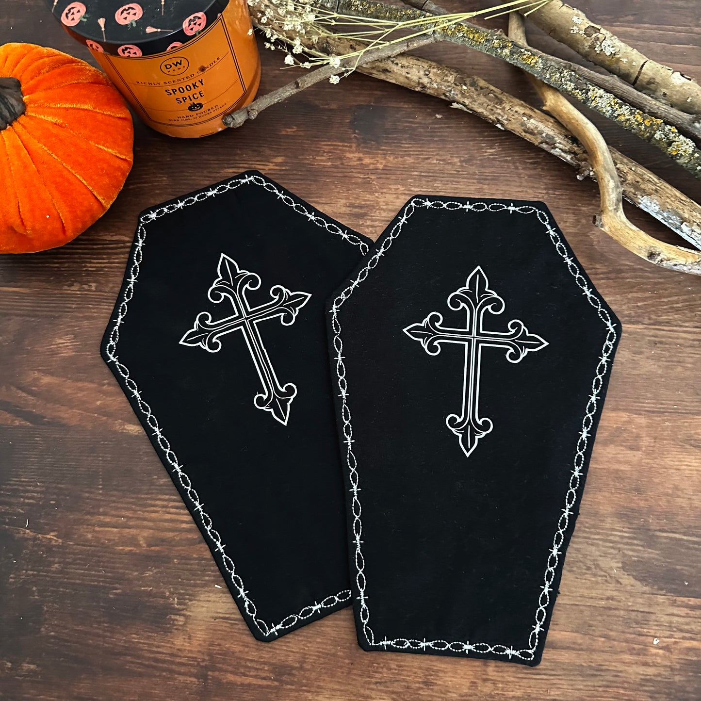 Mug Rugs Untersetzer Coffin Platzdeckchen Sarg gothic