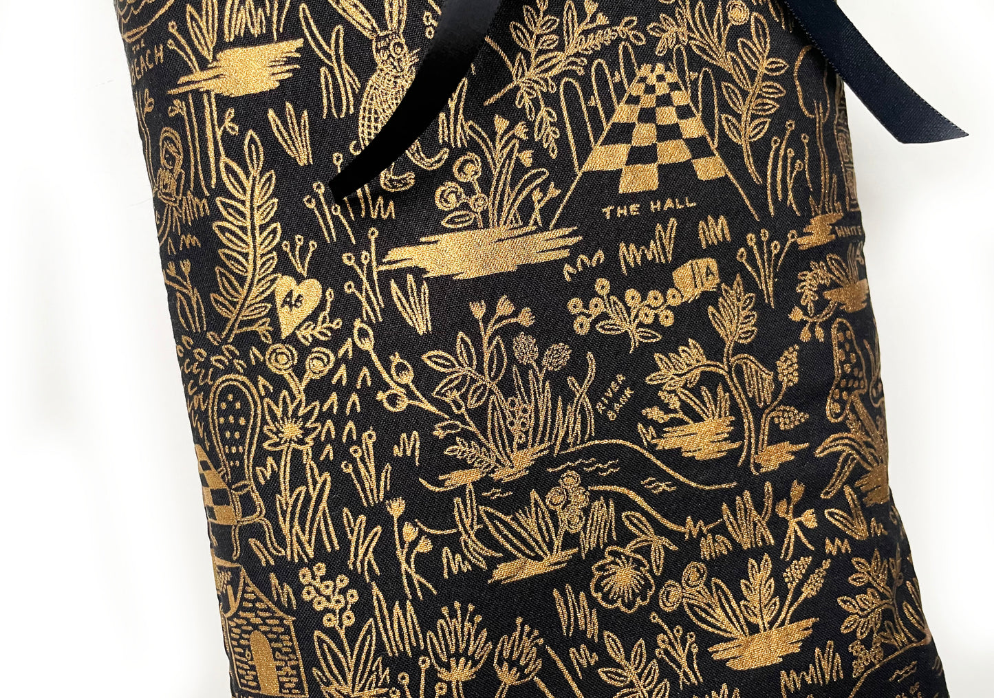 Buchtasche Buchhülle Alice way to wonderland A5 schwarz gold