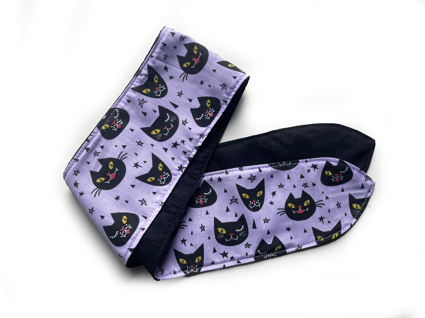 Haarband Halloween schwarze Katze Bandana Rockabilly lila