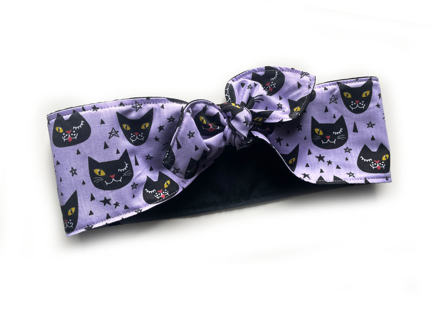 Haarband Halloween schwarze Katze Bandana Rockabilly lila