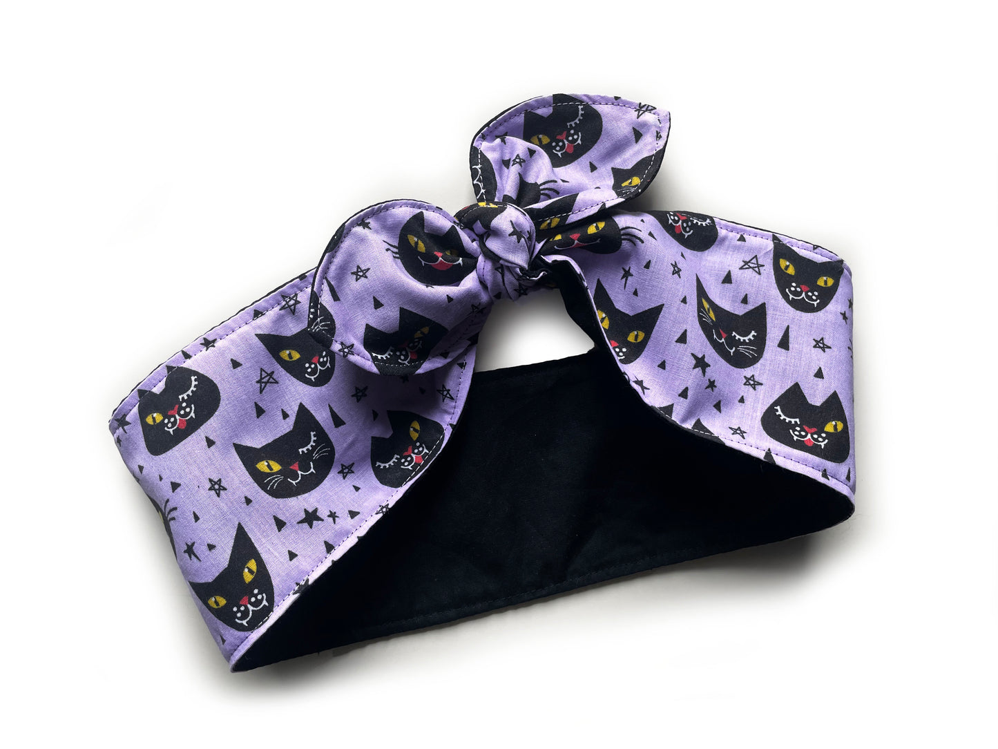 Haarband Halloween schwarze Katze Bandana Rockabilly lila
