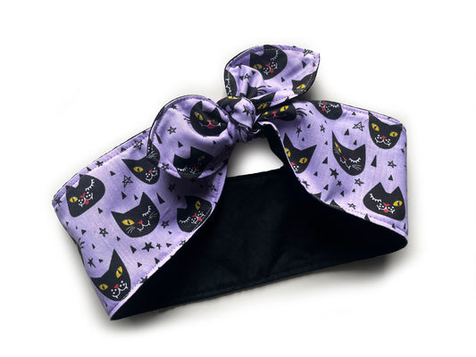 Haarband Halloween schwarze Katze Bandana Rockabilly lila