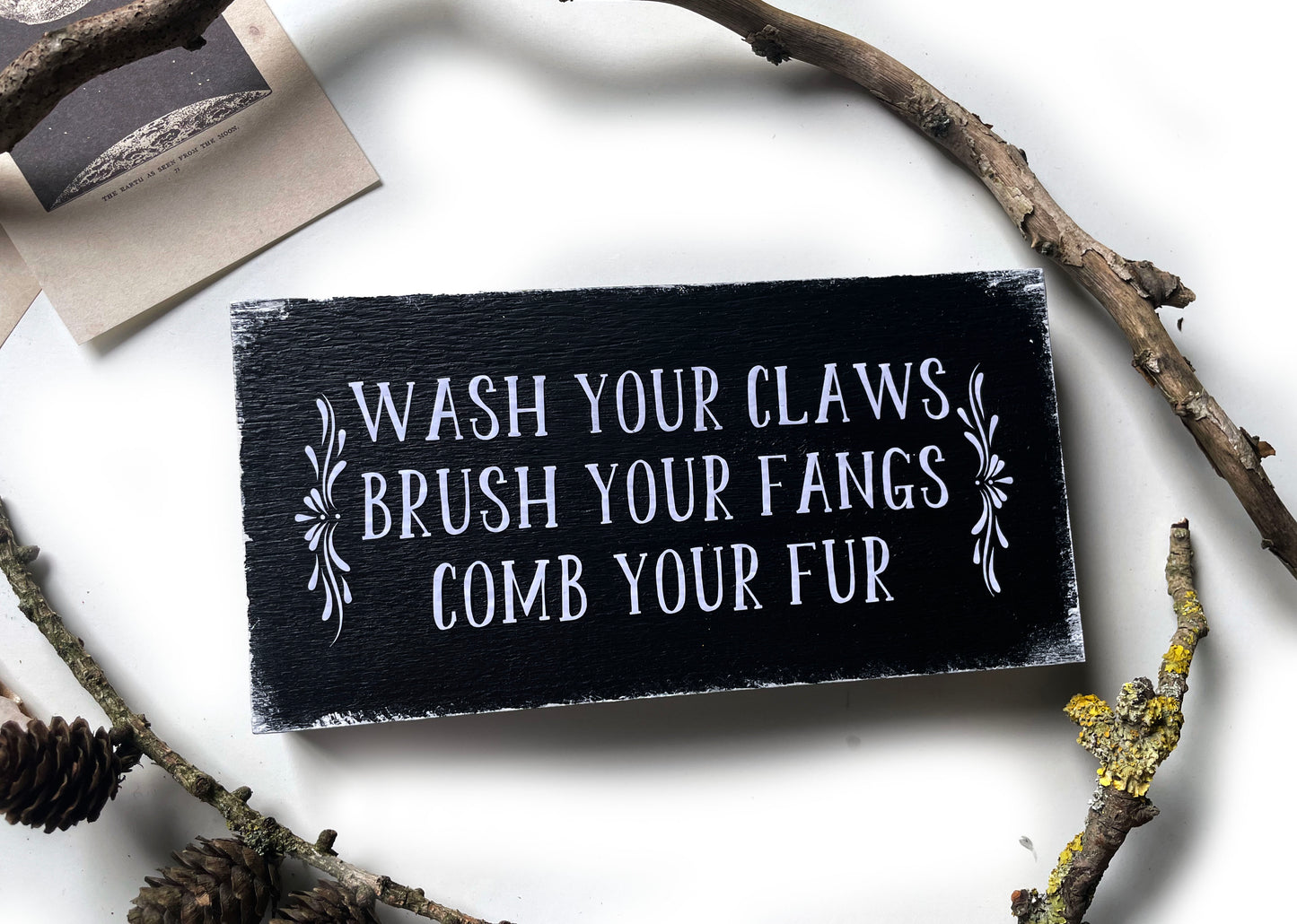 Holzschild Wash your claws Dekoschild Farmhouse