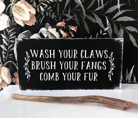 Holzschild Wash your claws Dekoschild Farmhouse