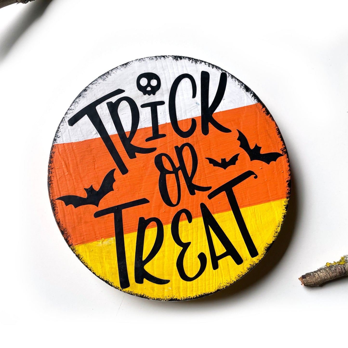 Holzschild Halloween Farmhouse Trick or Treat Candycorn