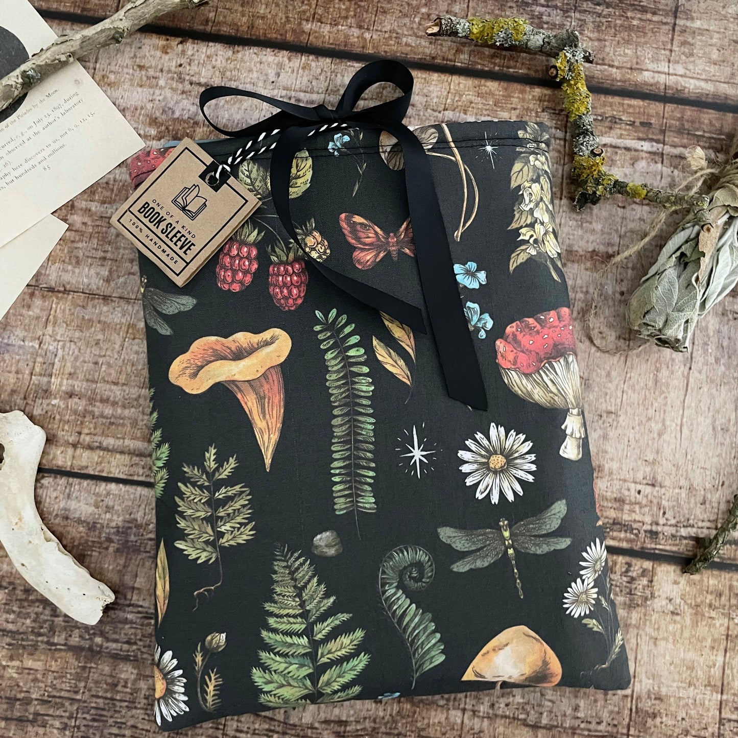Büchertasche Buchhülle Pilze A5 cottagecore