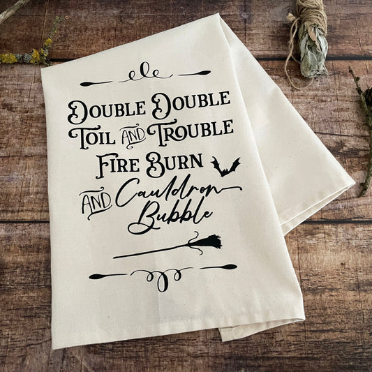 Tea towel Geschirrtuch Double Trouble Kitchen Witch natur