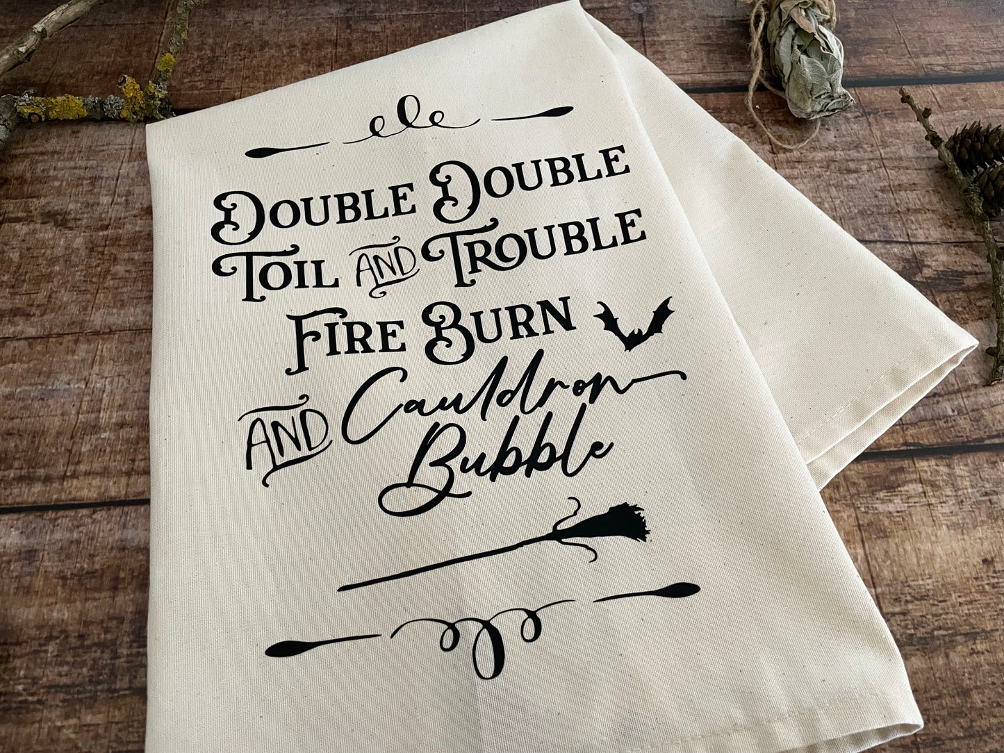 Tea towel Geschirrtuch Double Trouble Kitchen Witch natur