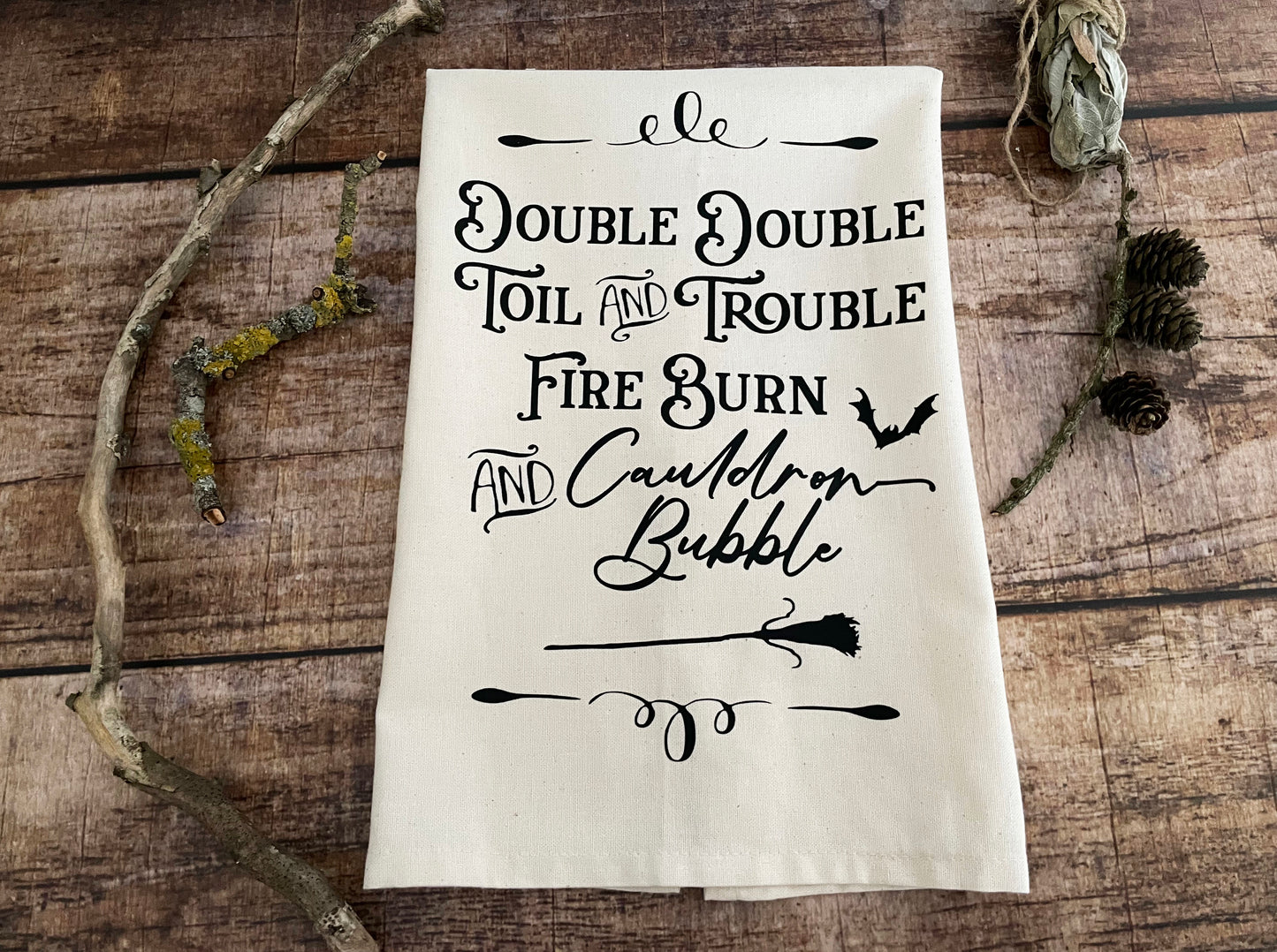 Tea towel Geschirrtuch Double Trouble Kitchen Witch natur