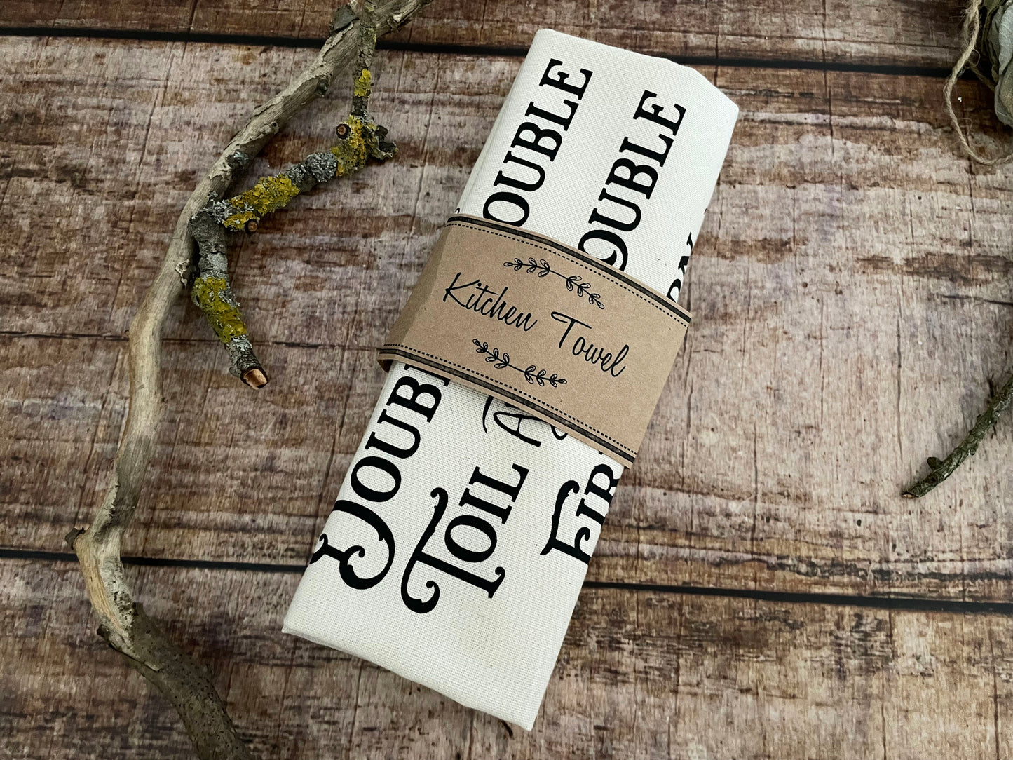 Tea towel Geschirrtuch Double Trouble Kitchen Witch natur