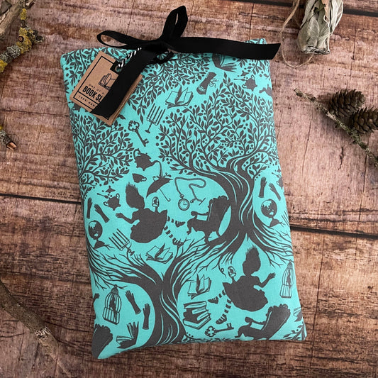 Buchtasche Buchhülle Alice im Wunderland türkis A5