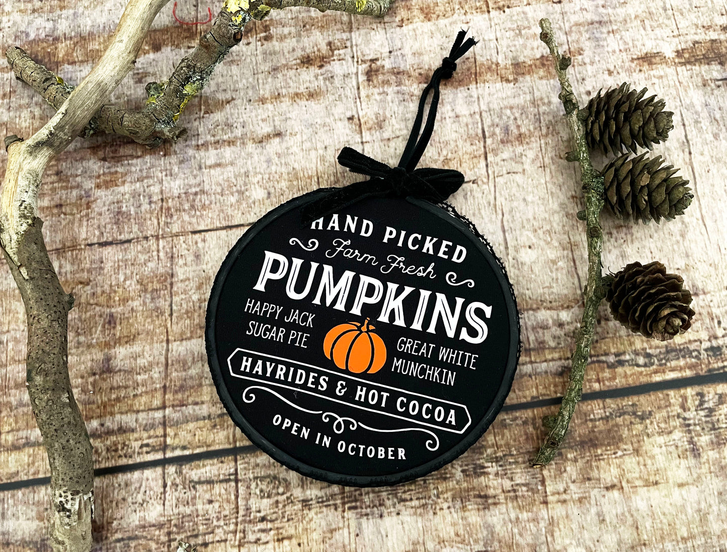 Stickrahmen Ornament Farm Fresh Pumpkins Wanddeko Halloween