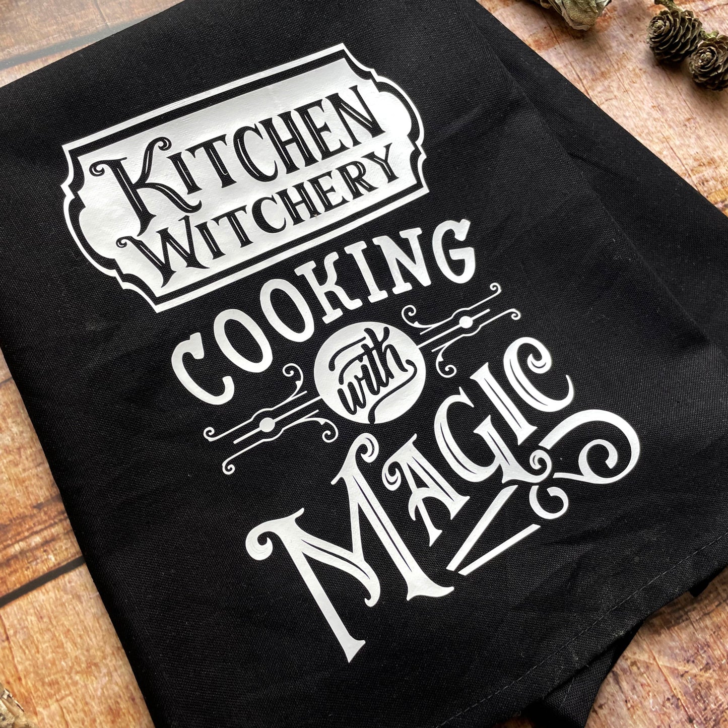 Tea towel Geschirrtuch Cooking with magic schwarz