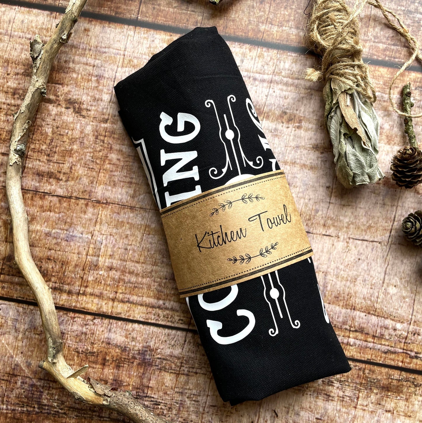 Tea towel Geschirrtuch Cooking with magic schwarz