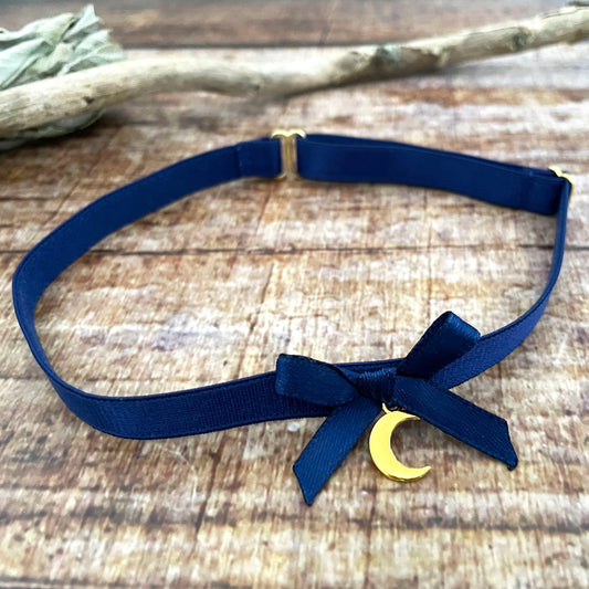 Choker Celestial Moon Halsband dunkelblau gold