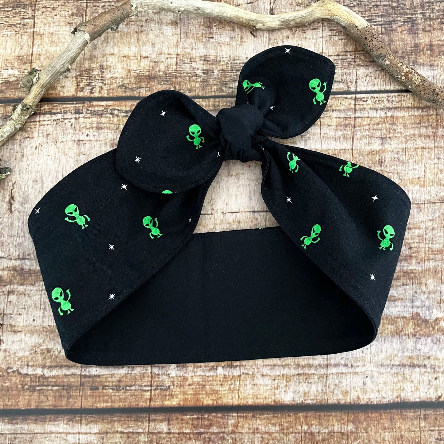 Haarband Rockabilly Alien Bandana schwarz grün