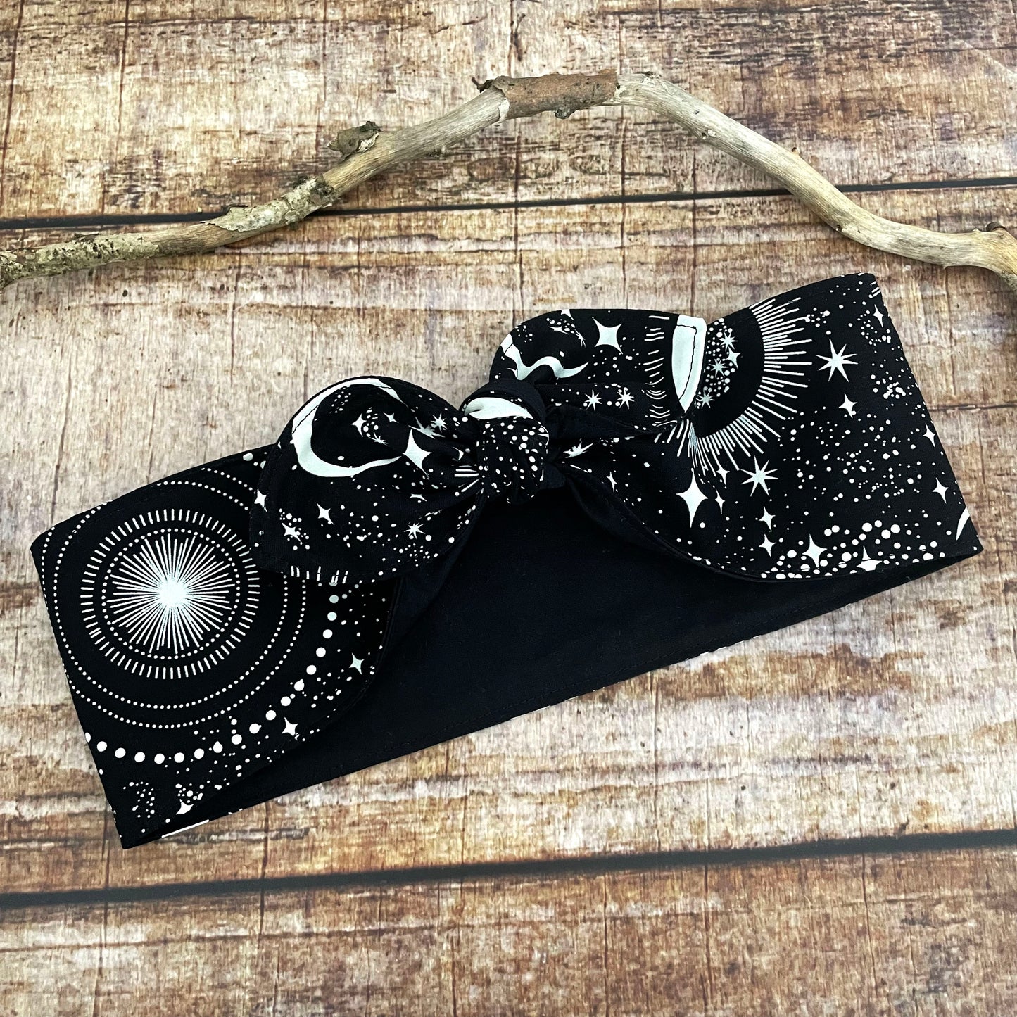 Haarband Rockabilly Occult Stars schwarz glow in the dark