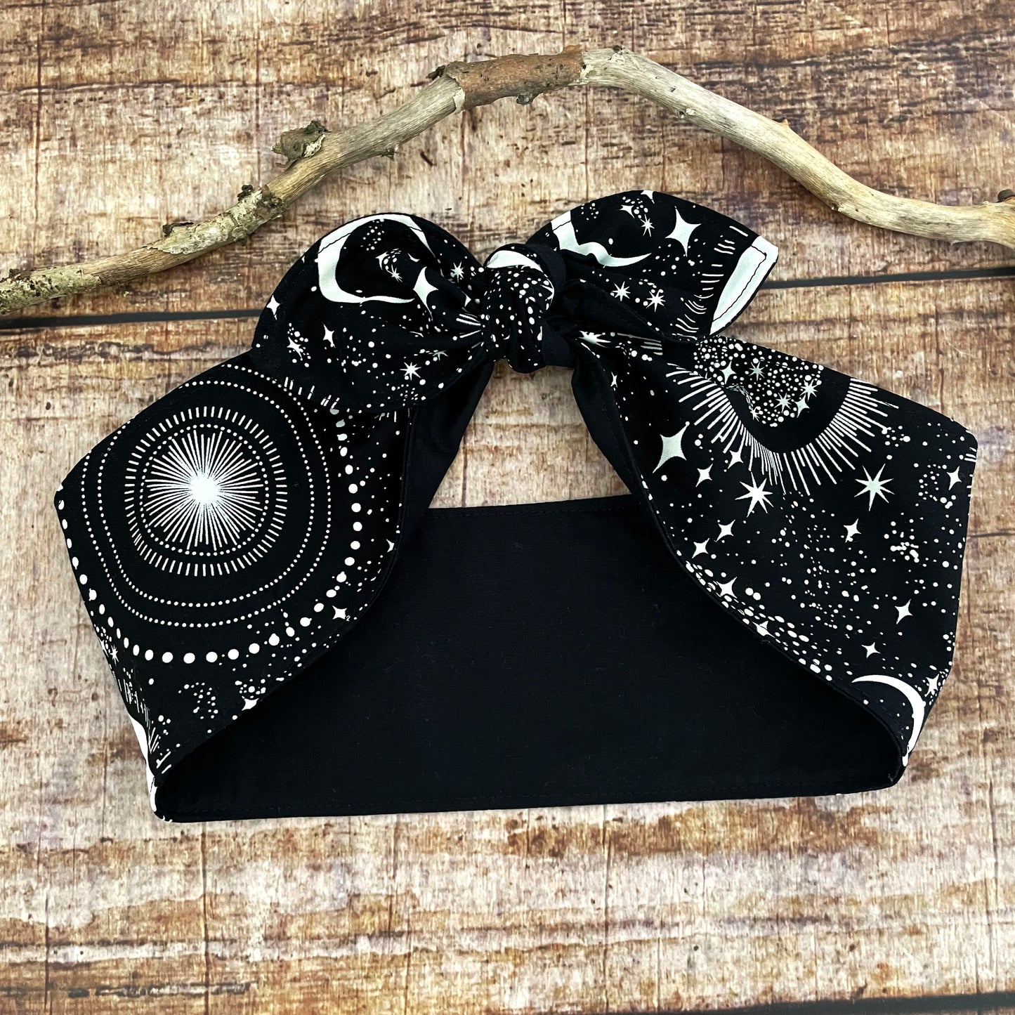 Haarband Rockabilly Occult Stars schwarz glow in the dark
