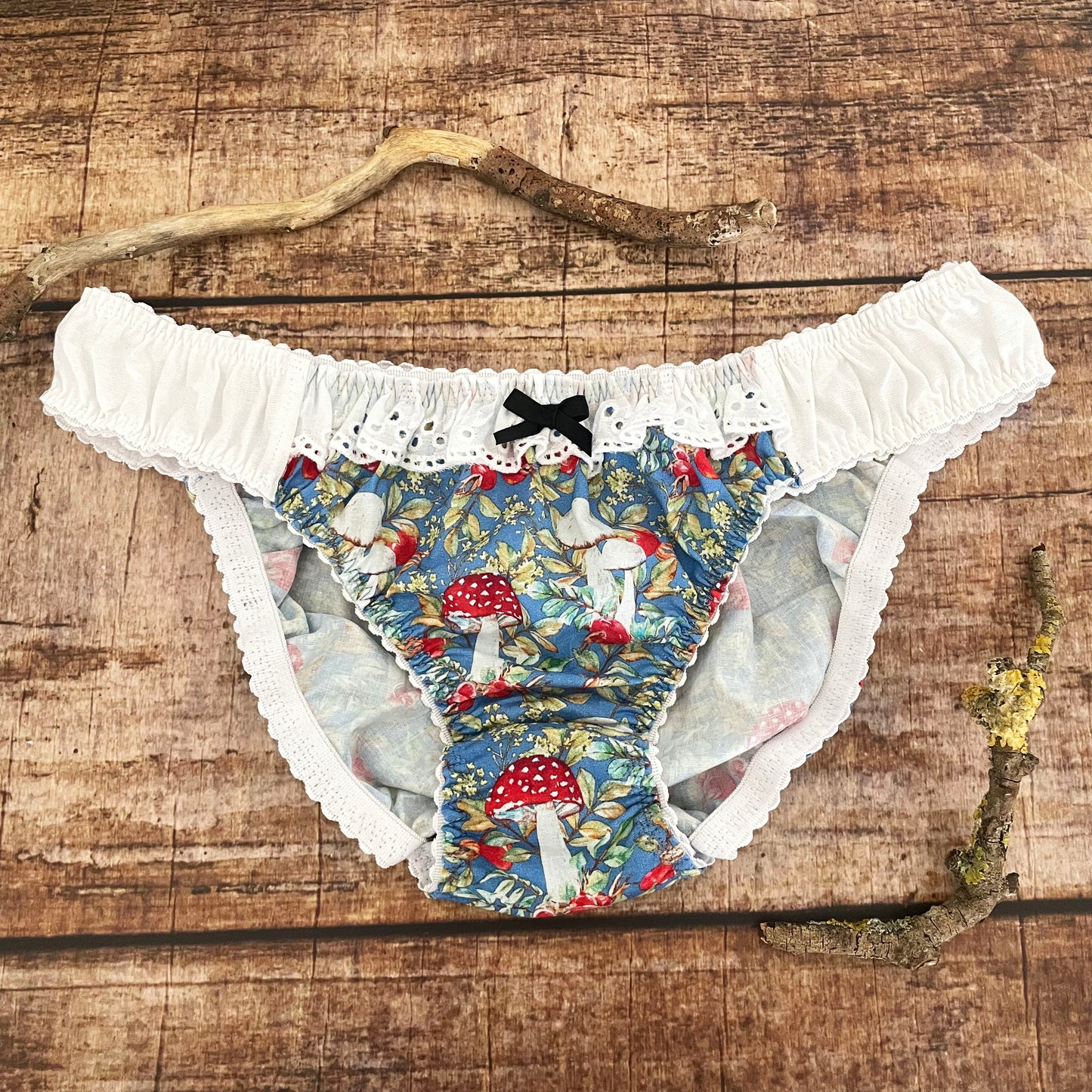 Slip Low Panty Fliegenpilz Cottagecore Baumwolle