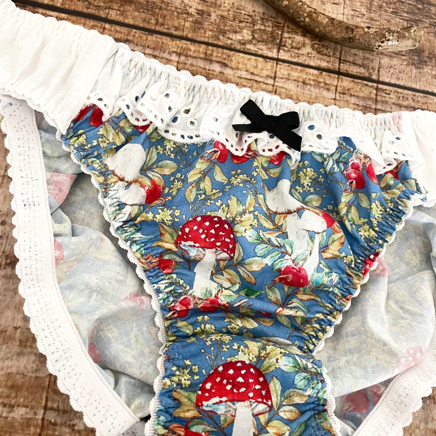 Slip Low Panty Fliegenpilz Cottagecore Baumwolle