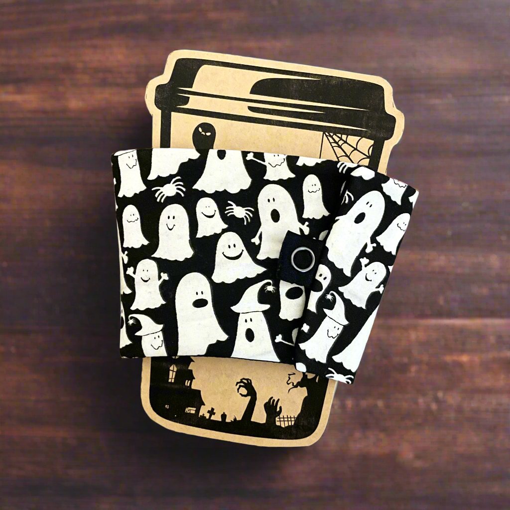Cup Sleeve Kaffeebecherhülle Geister glow in the dark Halloween Becherwärmer