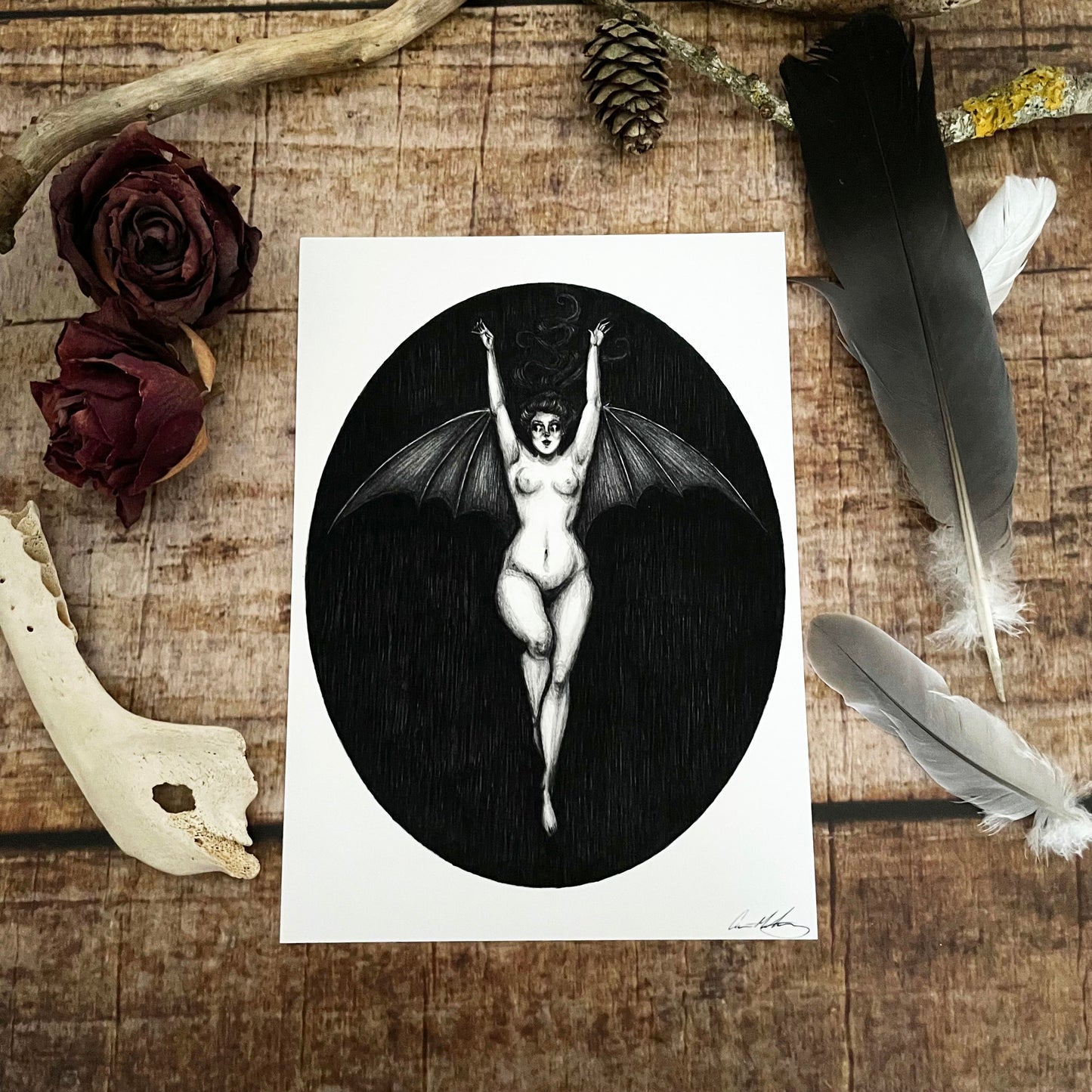 Kunstdruck LA FEMME CHAUVE-SOURIS - Art Print by Caitlin McCarthy