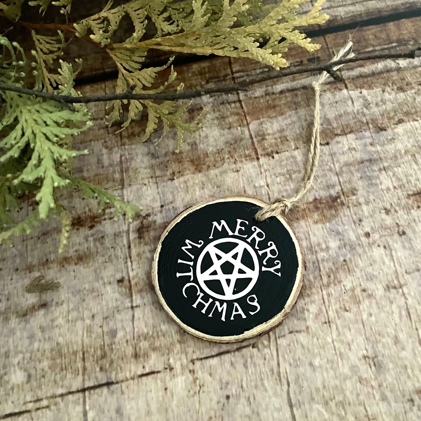 Creepmas Holz Ornament Anhänger Pentagram Witchmas
