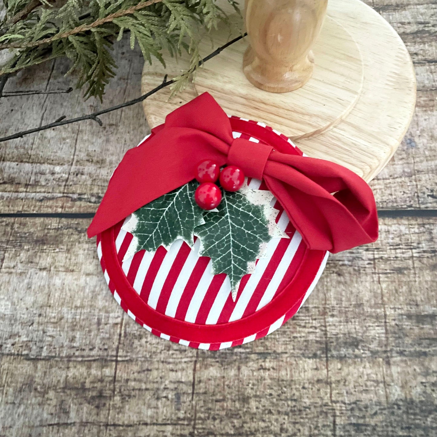 Fascinator Headpiece Christmas Stripes