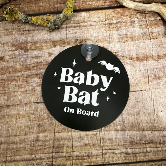 Baby Bat on Board Autofensterschild schwarz gothic Mum