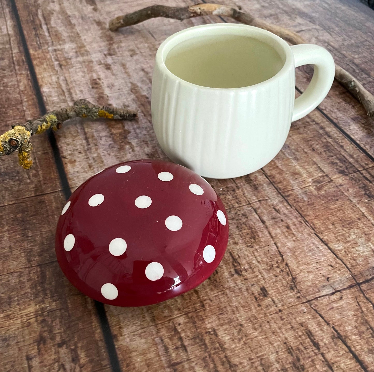 Tasse mit Deckel Fliegenpilz Cottagecore Pilz