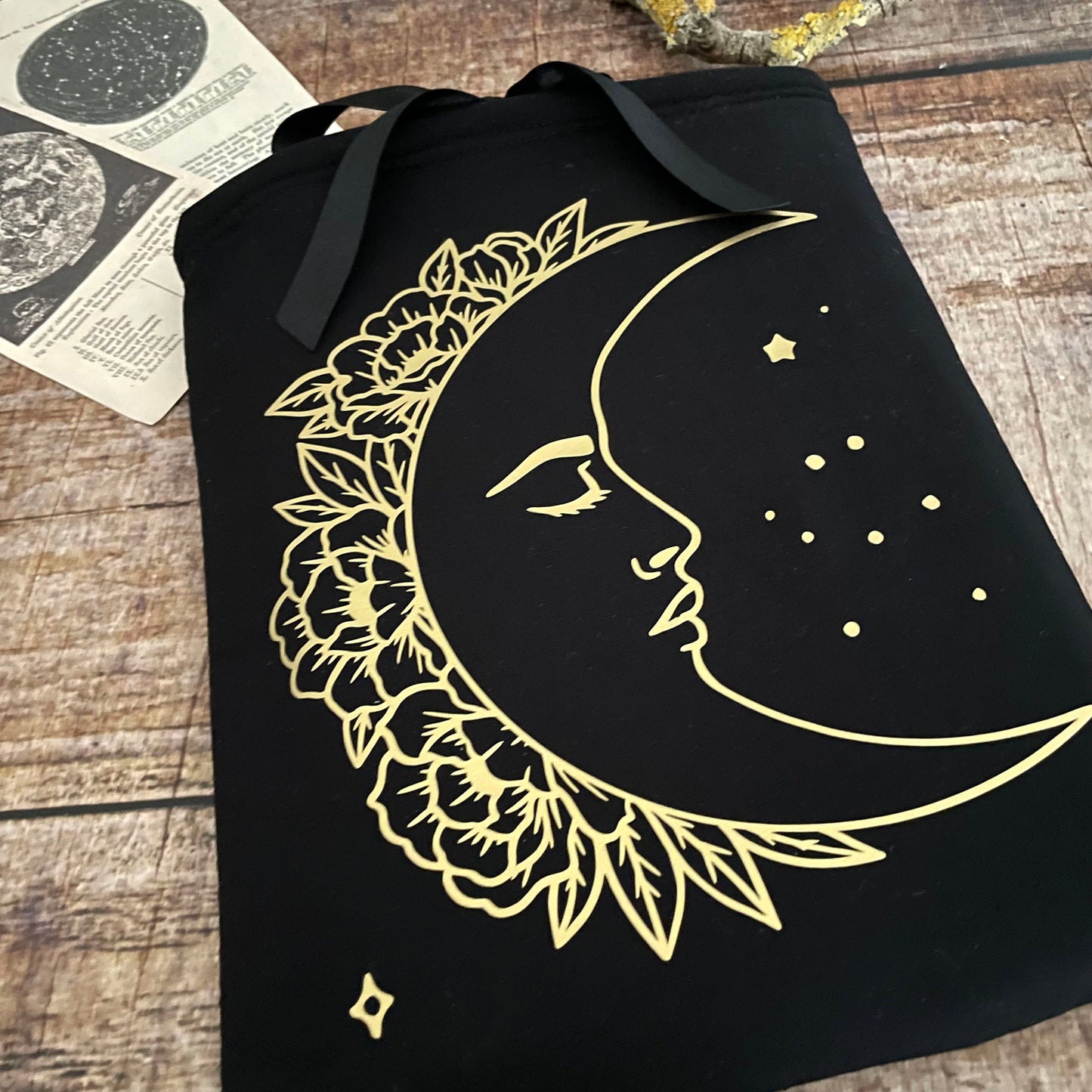 Buchtasche Buchhülle Goldener Mond A5