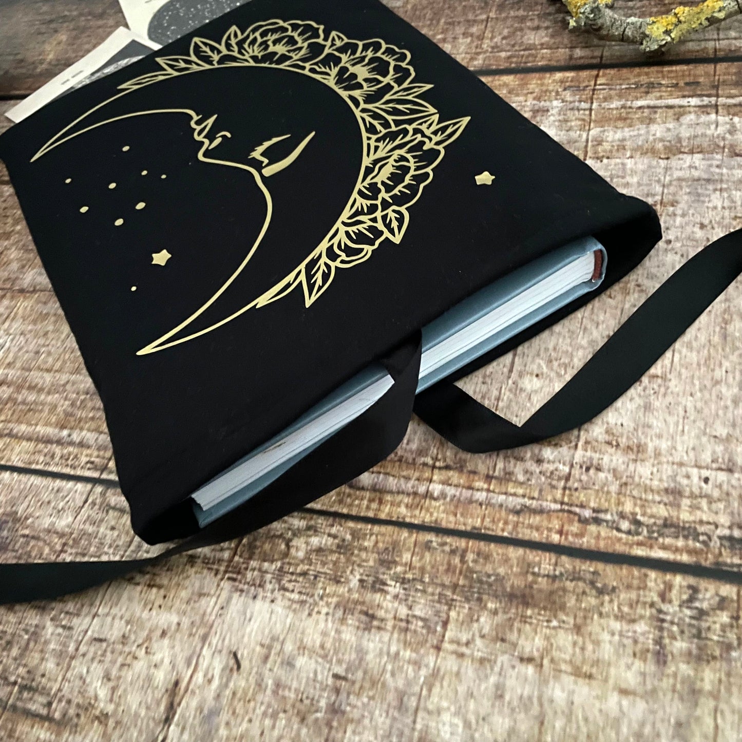 Buchtasche Buchhülle Goldener Mond A5