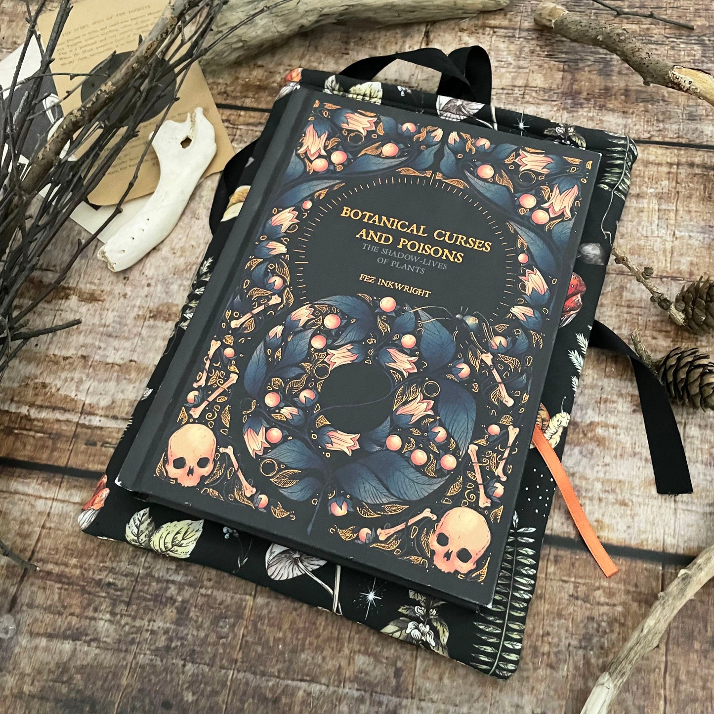 Büchertasche Buchhülle Pilze A5 cottagecore