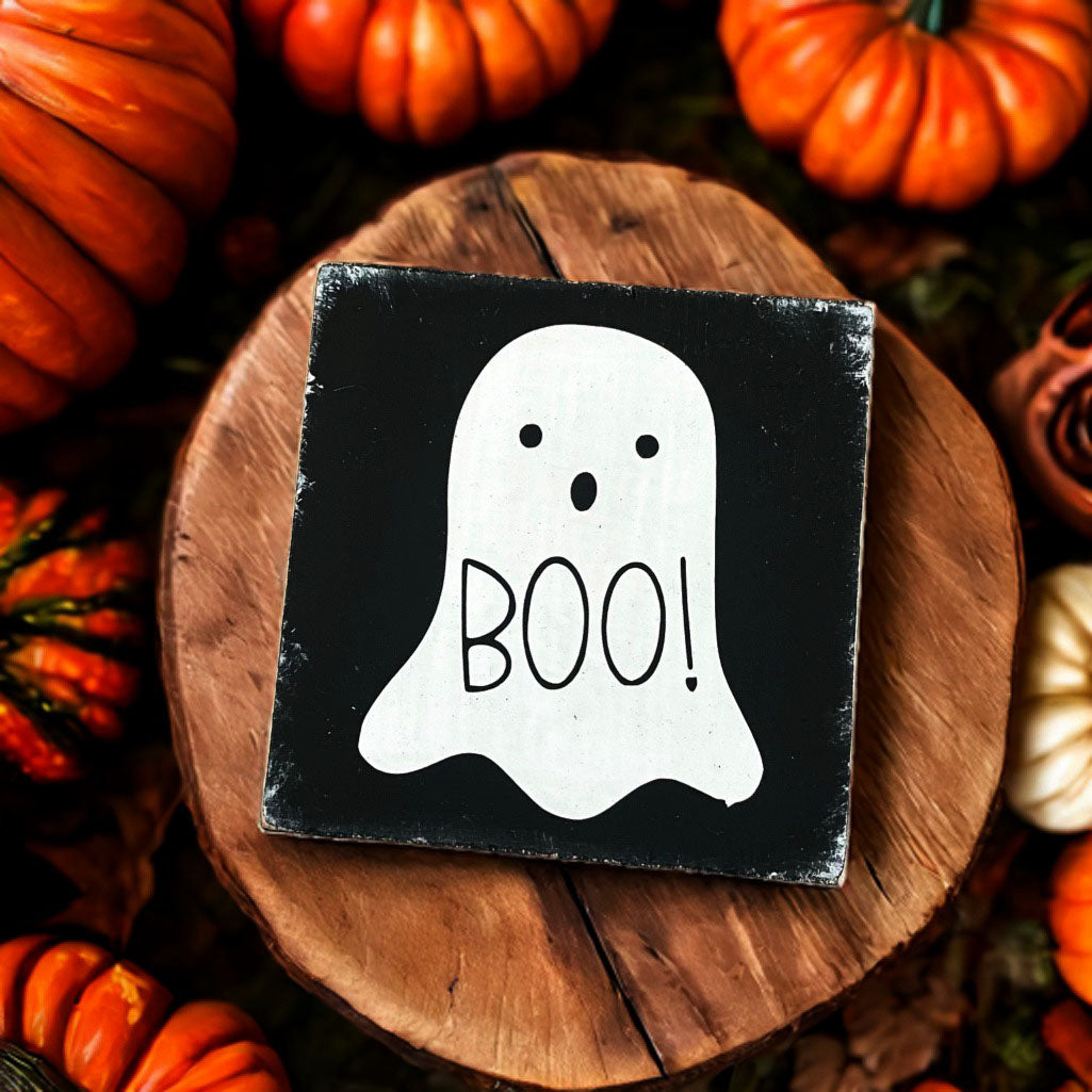 Holzschild mini Halloween BOO & HOCUSPOCUS
