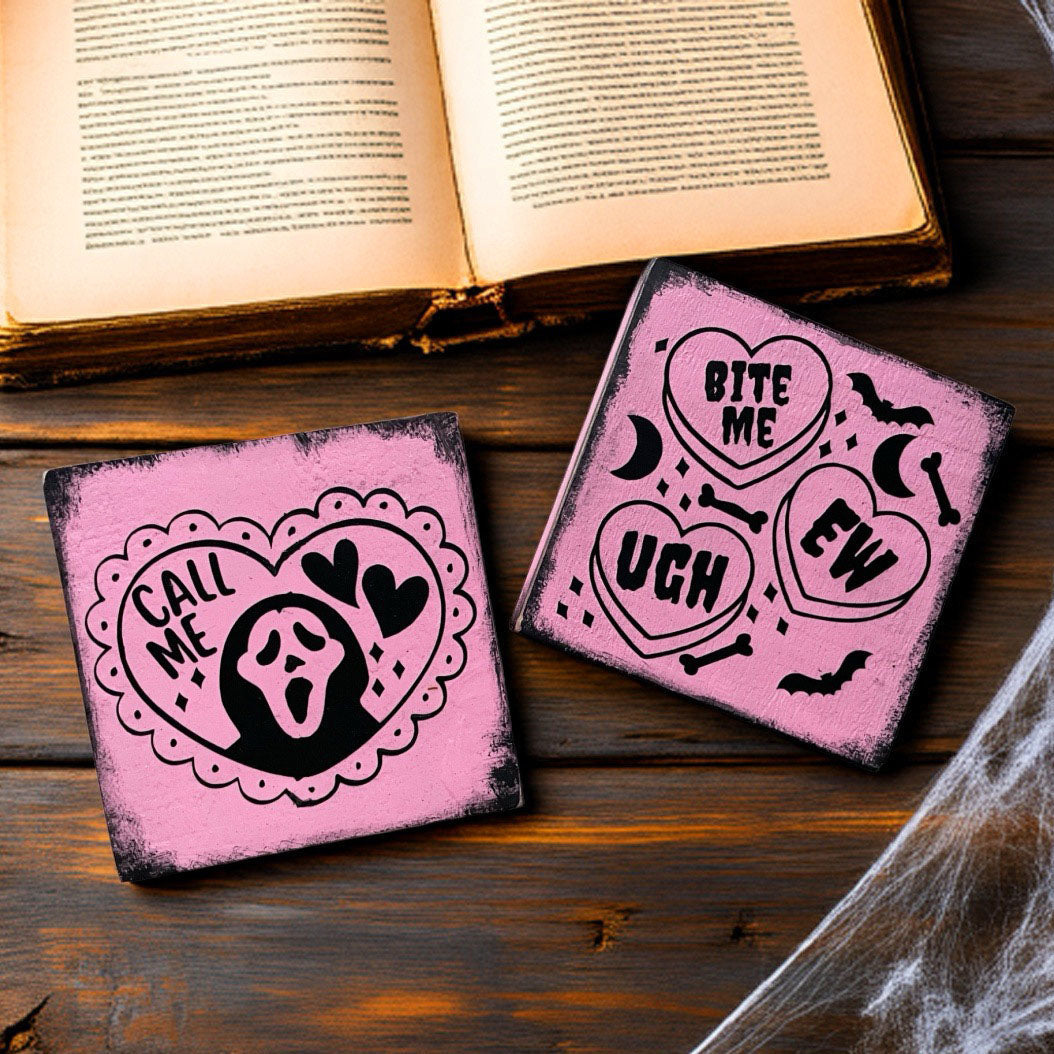Holzschild Valloween Valentinstag Spooky Farmhouse