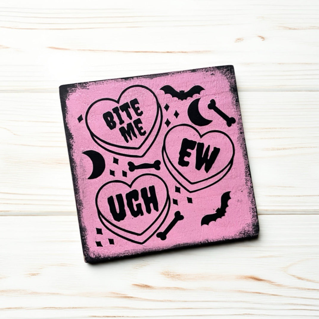 Holzschild Valloween Valentinstag Spooky Farmhouse