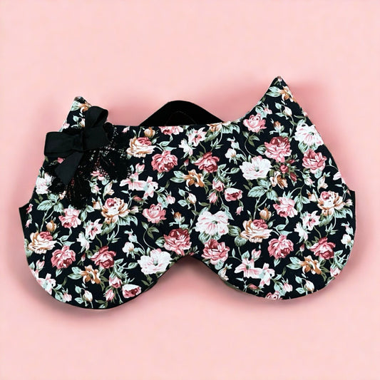Schlafmaske mit Katzenohren Englische Rosen cottagecore
