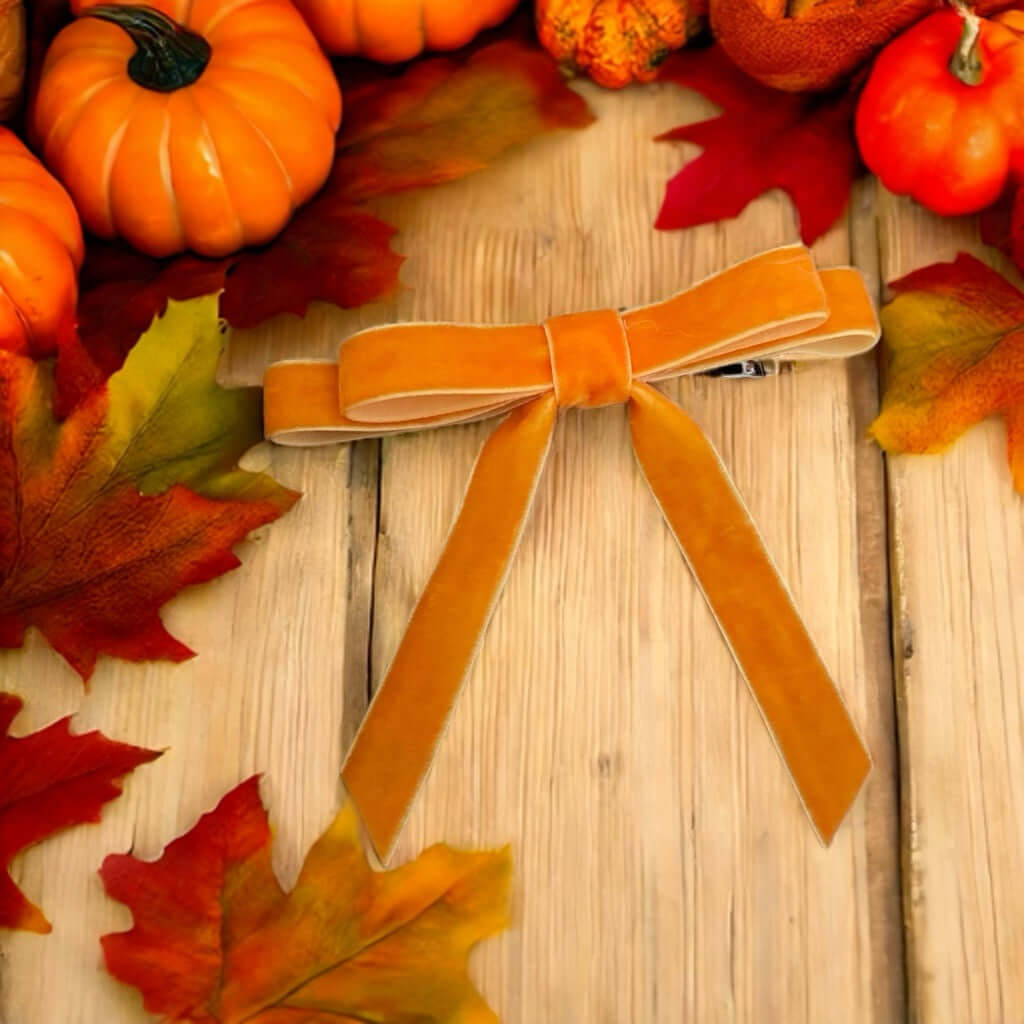 Halloween Haarschleife aus orangem Samt