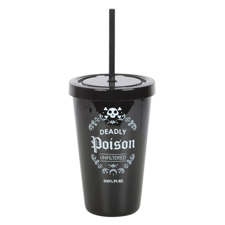 Trinkbecher Deadly Poison Tumbler mit Strohhalm Kunststoff schwarz gothic