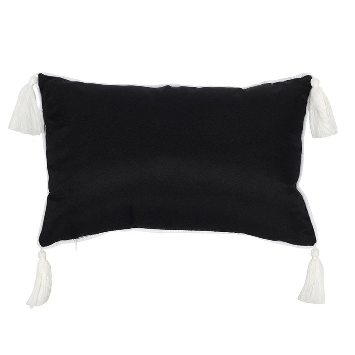 Kissen Triple Moon Quasten gothic schwarz weiß