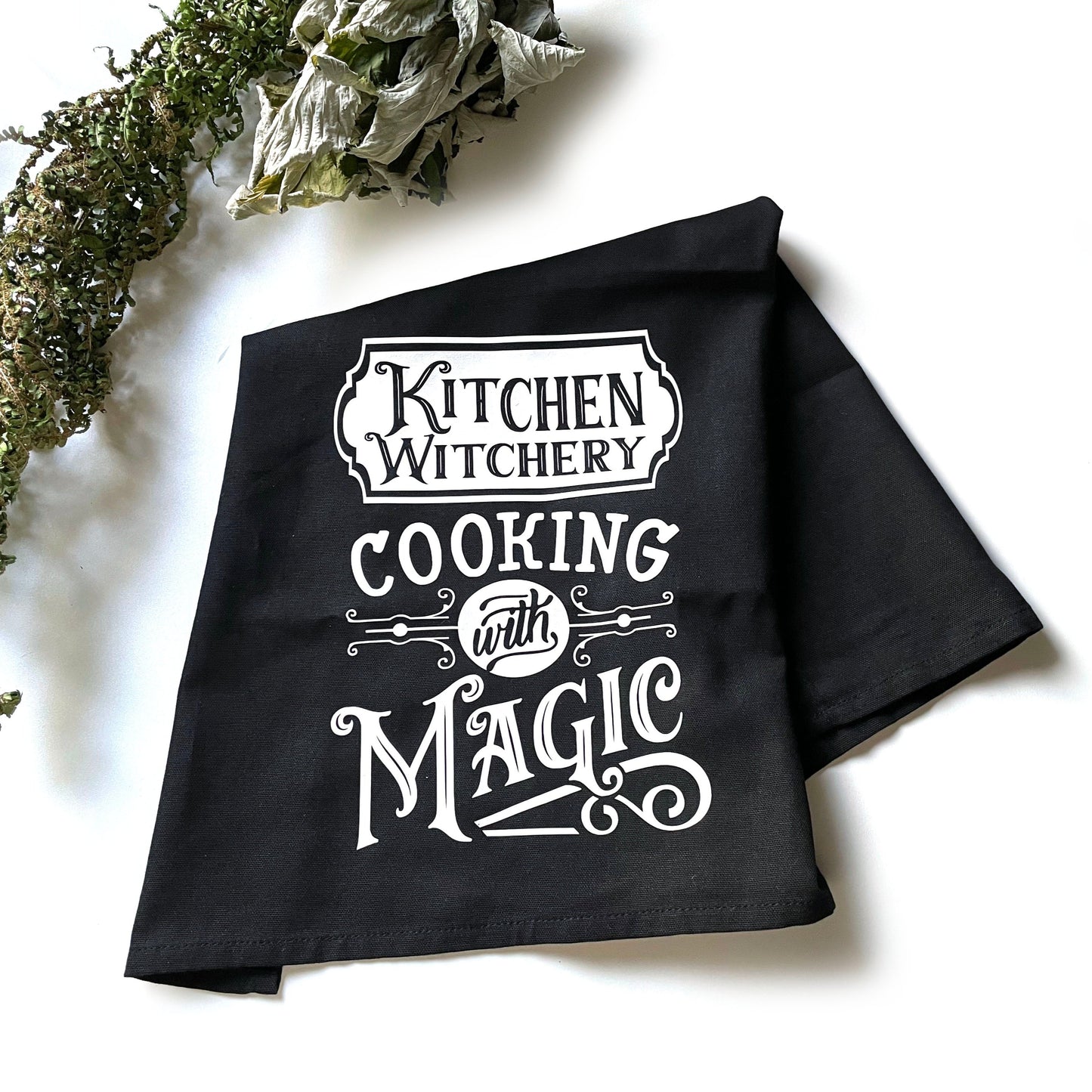 Tea towel Geschirrtuch Cooking with magic schwarz